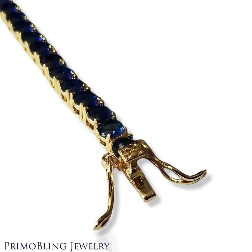 Gold Plated Blue Sapphire Tennis Bracelet